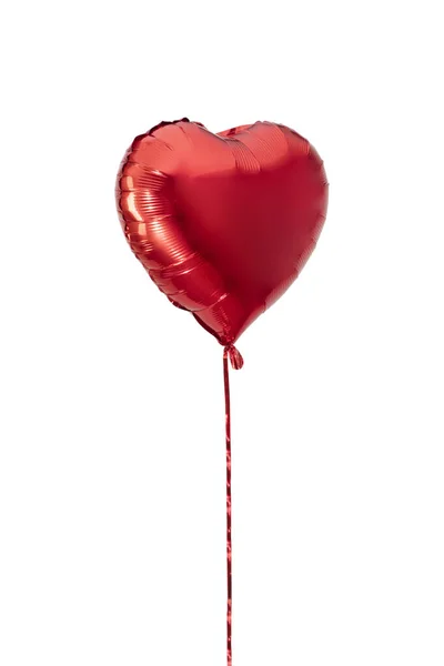 Balão Coração Conjunto Balões Papel Alumínio Vermelho Sobre Fundo Branco — Fotografia de Stock