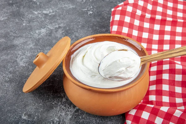 Yogurt Tradizionale Turco Greco Base Prodotti Lattiero Caseari Yogurt Casseruola — Foto Stock