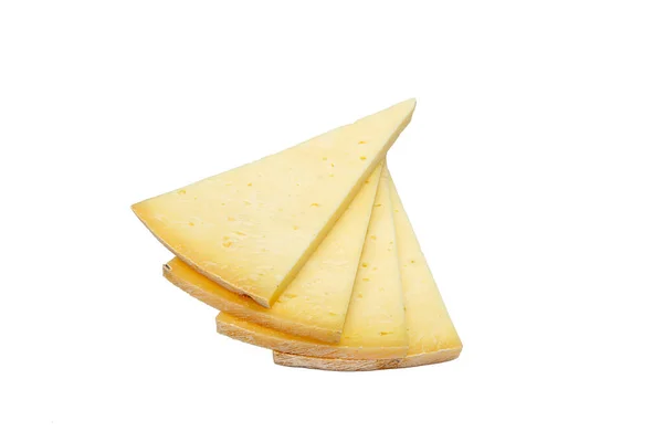 Trojúhelníkový Plátek Starého Sýra Čedar Kousek Žlutého Sýra Krájenými Kousky — Stock fotografie