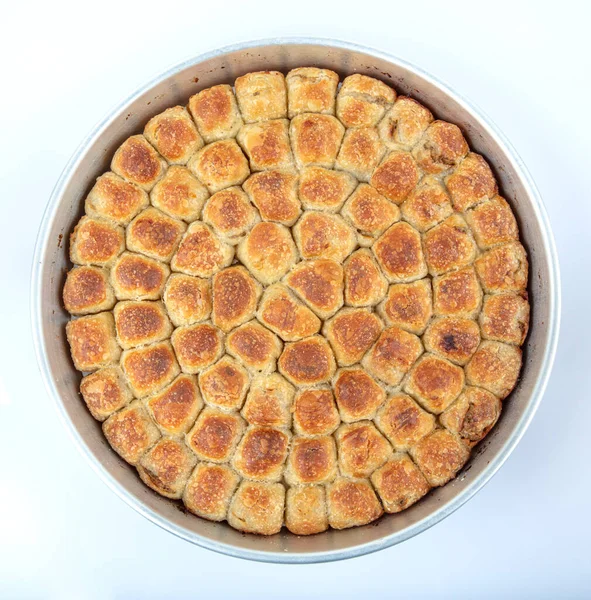 Pasta Bósnia Tradicional Manti Borek Com Carne Moída Kiymali Isolada — Fotografia de Stock