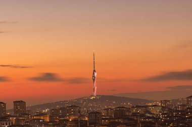 Camlica Hill, TV telecommunications tower (Kucuk Camlica TV-Radyo Kulesi) and observation decks Uskudar, Istanbul Turkey.