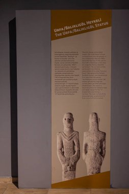Şanlıurfa Türkiye 7 Kasım 2025; Göbeklitepe bölgesinde bulunan ve Şanlıurfa Müzesi, Türkiye 'deki Şanlıurfa' da sergilenen ünlü Urfa heykeli, Balikligol Heykeli.