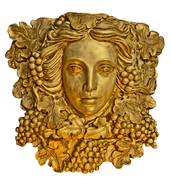 Üzüm saçlı Yunan kadın aplik heykeli altın doku ile Telifsiz Stok Fotoğraflar