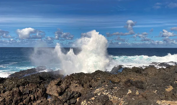 Ocean Waves Hitting Shore Canary Islands Atlantic Ocean — 스톡 사진