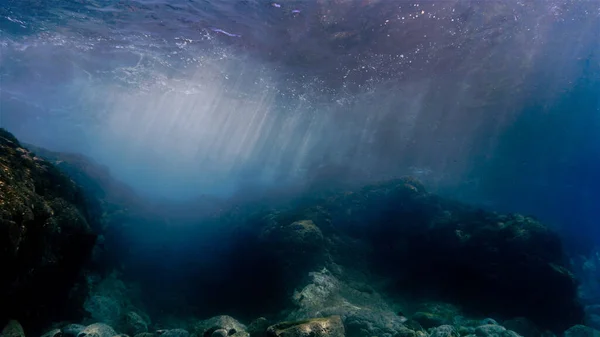 Beautiful Underwater Landscape Rays Light Scuba Dive Canary Islands Atlantic — Stock Photo, Image