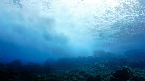 Belle Magique Photo Sous Marine Rayons Lumière Traversant Surface Les — Photo