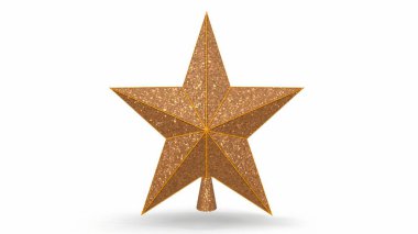 3D model El, beyaz arka planda gölgesi olan bir Noel yıldızının plastik figürü.