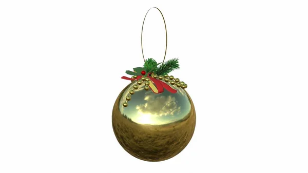 Render Christmas Yellow Ball Baum — Stockfoto