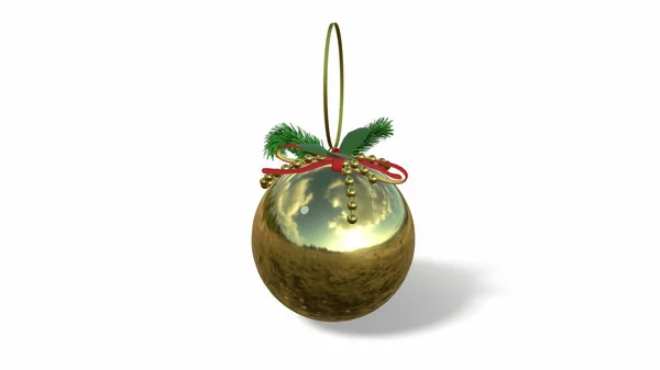 Render Christmas Yellow Ball Tree — Stock Photo, Image