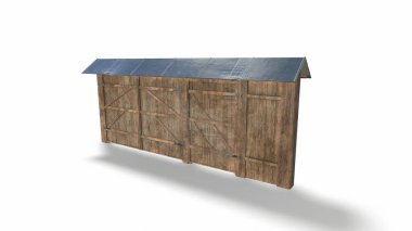 Beyaz arka planda klasik ahşap kapı 3D-illüstrasyon 3d.