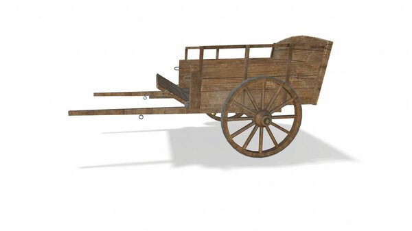 Old wheel from a cart on a white background 3d-illustration3d-rendering.