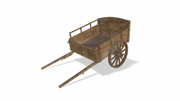 Old wheel from a cart on a white background 3d-illustration3d-rendering.