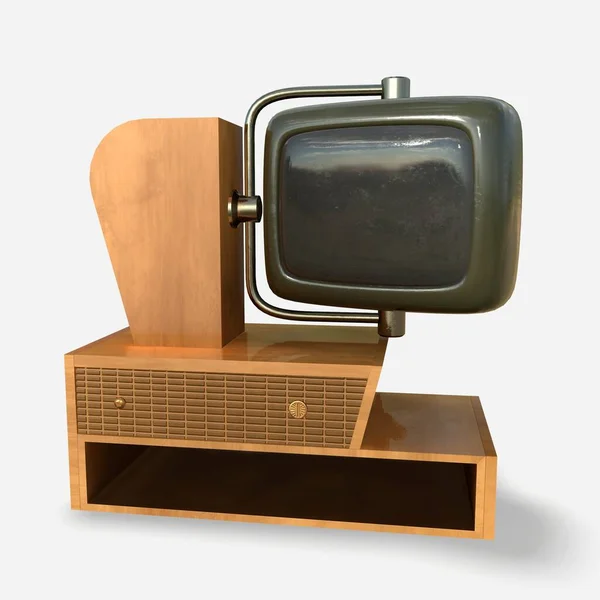 1950 'lerden kalma klasik TV, beyaz arkaplan üzerinde izole edilmiş, Clipping Path 3d-illüstrasyon 3d-görüntüleyiciName
