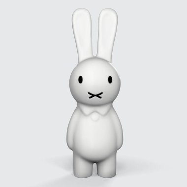 Beyaz Paskalya tavşanlı tebrik kartı. Komik tavşan. Paskalya Tavşanı 3d-illüstrasyon 3d