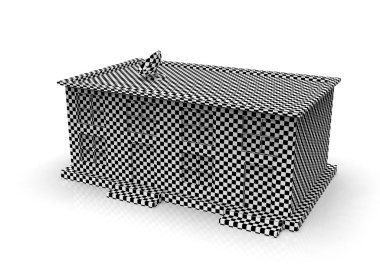 Düşük polimer fabrika binasını temsil eden Isometric simgesi veya bilgi ögesi, depo 3d-illüstrasyon 3d
