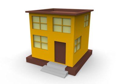 Çizgi film binası 3d-illüstrasyon 3d canlandırma