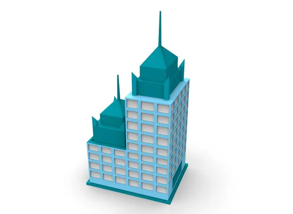 卡通大楼3D插图3D渲染渲染 — 图库照片