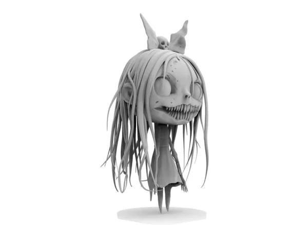 卡通角色恐怖僵尸女孩3D插图3D渲染 — 图库照片