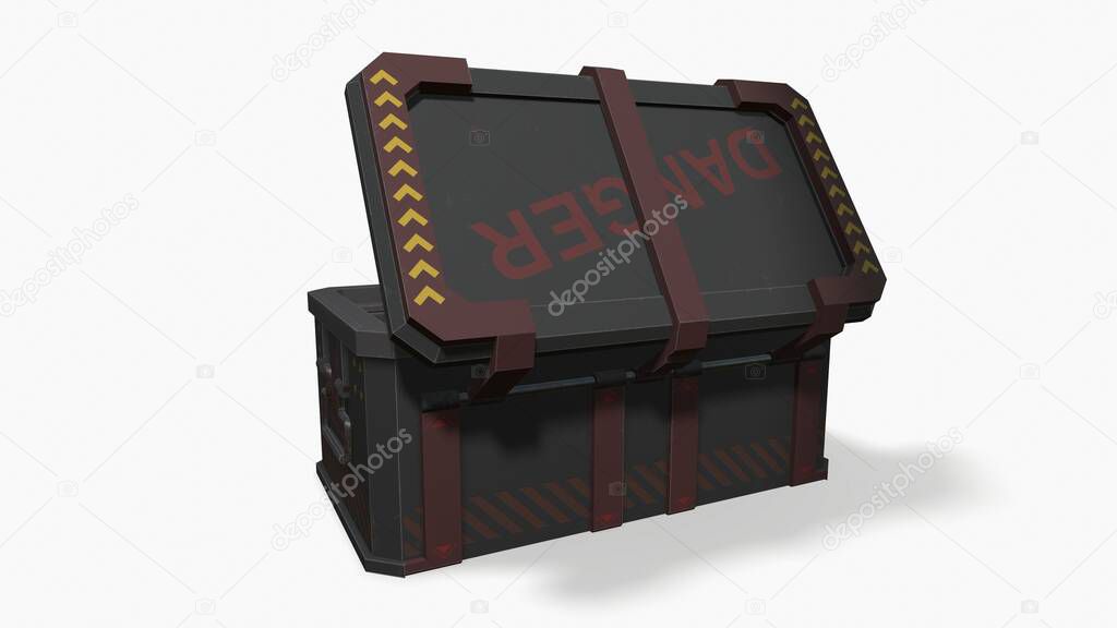 sci fi military box on white background 3d-illustration 3d-rendering