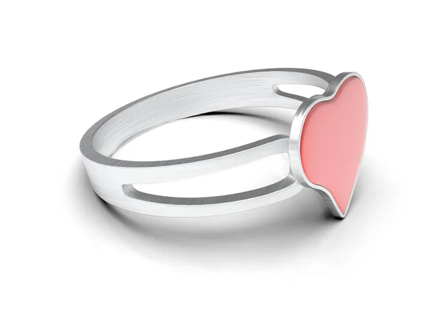 Стальное кольцо с сердцем посередине — стоковое фото