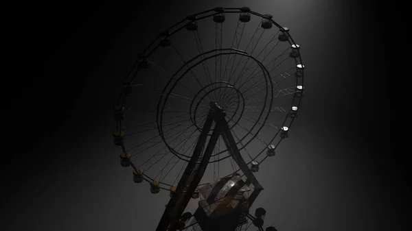 Velho Horror Ferris Wheel Ilustração Renderização — Fotografia de Stock