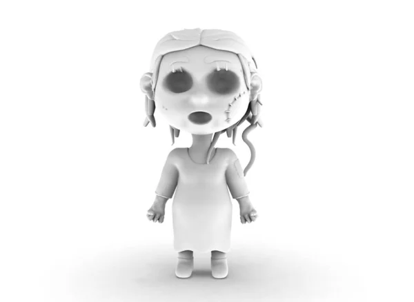 Cartoon horror zombie blou girl 3d-illustration 3d-rendering — ストック写真