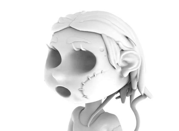 Tecknad skräck zombie blou flicka 3d-illustration 3d-rendering — Stockfoto