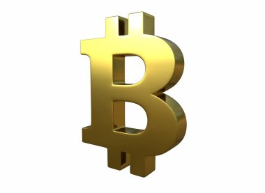 Üzerinde 3 boyutlu çizikler olan altın bir bitcoin işareti..