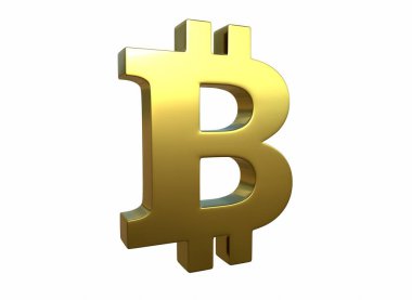 Üzerinde 3 boyutlu çizikler olan altın bir bitcoin işareti..