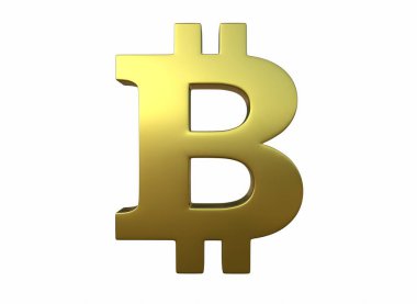 Üzerinde 3 boyutlu çizikler olan altın bir bitcoin işareti..