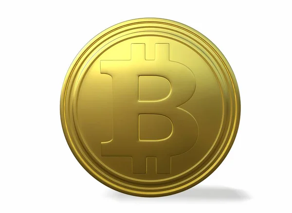 Üzerinde 3 boyutlu çizikler olan altın bir bitcoin işareti..