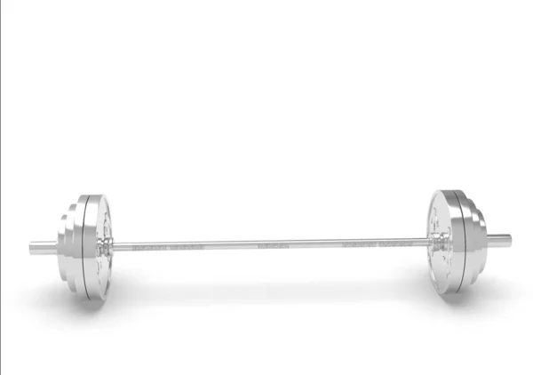 Barbell prata feita de uma moeda de dólar em um fundo branco 3d-renderização — Fotografia de Stock