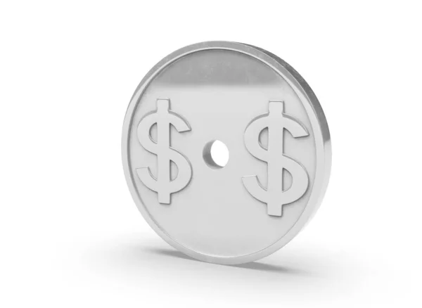 Номерной знак в форме монеты с символом доллара 3D-рендеринг — стоковое фото