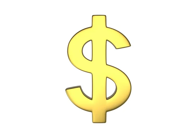 Знак "Золотой доллар" на белом фоне 3D-рендеринг — стоковое фото