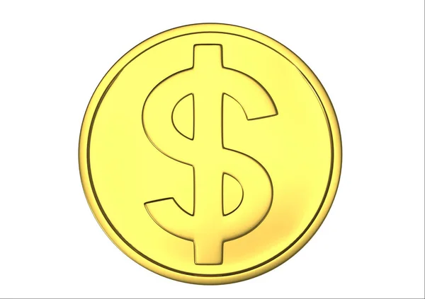 Moneda de oro dólar sobre un fondo blanco 3d-renderizado —  Fotos de Stock