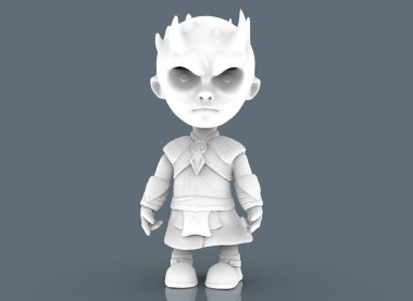 Korku çizgi film karakteri Ak Gezenler beyaz arka planda 3D canlandırma