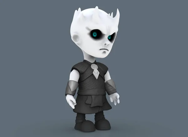 Персонаж мультфільму жахів білі блукачі білий фон 3D-рендерингу — стокове фото