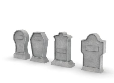 Beyaz zemin üzerinde mezar taşı 3d oluşturma.
