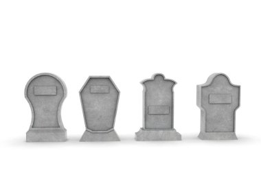 Beyaz zemin üzerinde mezar taşı 3d oluşturma.