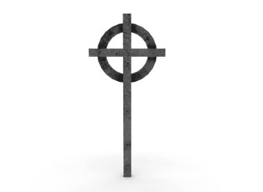 Beyaz arkaplandaki mezar haçı 3d oluşturma.