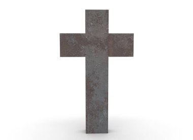 Beyaz arkaplandaki mezar haçı 3d oluşturma.