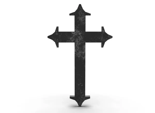 Grave Cross White Background Rendering — Stock Photo, Image