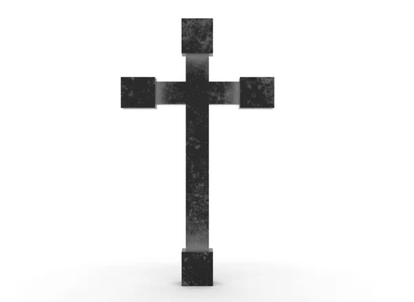 Могильный Крест Белом Фоне Рендеринг — стоковое фото