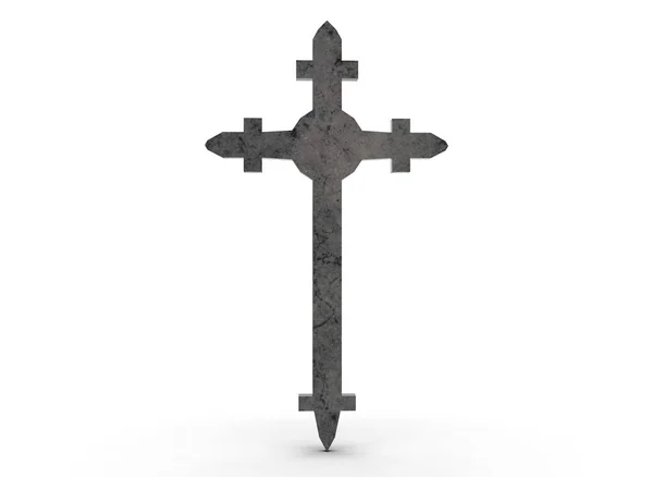 Grab Kreuz Auf Weißem Hintergrund Rendering — Stockfoto