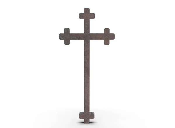 Croce Tomba Sfondo Bianco Rendering — Foto Stock