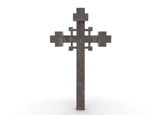 Могильный Крест Белом Фоне Рендеринг — стоковое фото