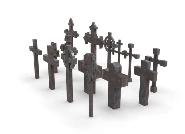 Beyaz Arkaplandaki Mezar Haçı Oluşturma — Stok fotoğraf