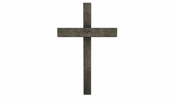 Altes Hölzernes Grabkreuz Auf Dem Hintergrund Rendering — Stockfoto