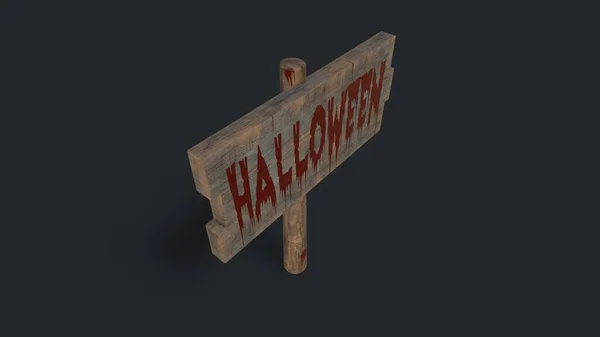 Znak Krwawą Inskrypcją Halloween Rendering — Zdjęcie stockowe