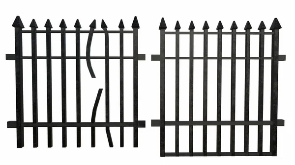 Zaun Auf Weißem Hintergrund Rendering — Stockfoto